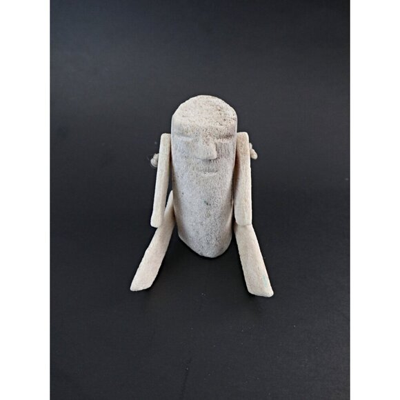 Vintage Inuit Carved Sculpture Jointed Small Doll Caribou Bone - Picture 2 of 9